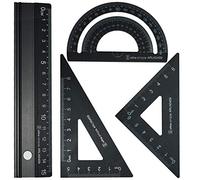 RODMAIE Ensemble de règle d'échelle d'architectes en métal - Ensembles de géométriede Dessin Technique 4 PCS, Outil de géométrie mathématique, rapporteur, Triangulaire