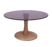 Rodo-table basse ronde d75 cm en verre fumé et bois