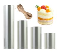 Rodoide Transparent Patisserie 4 Rouleaux, Rhodoid Patisserie 6cm/8cm/10cm/15cmx10m, Rhodoïde Feuille, Patisserie Film Bordure Gâteau Réutilisable en Acétate pour Entourer Les Gâteaux