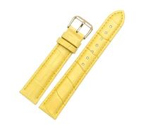 Rodsah Bracelet de montre en cuir coloré 12 mm - 24 mm Bracelet de montre à boucle ardillon Bracelets de montre de rechange + outil d'installation,Jaune,18mm