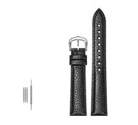 Rodsah Bracelet de montre en cuir véritable 12 mm - 20 mm, motif litchi, boucle à ardillon,15mm