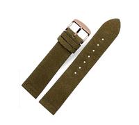 Rodsah Bracelet de montre en cuir véritable suédé 18/20/22 mm, souple, vert kaki, marron, kaki, boucle ardillon,22mm