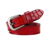 Rodsah Ceinture en cuir à boucle ardillon de 2,8 cm pour femmes, ceinture polyvalente pour vêtements,Rouge,95cm