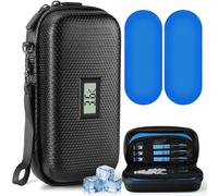 Rodukee Pochette Isotherme Insuline, Sac Trousse Isotherme Medicament pour Diabétique Affichage de la Température avec 2 Poches Gel Réutilisables TSA Approuvée, Sac Isotherme Insuline Portable Voyage