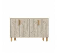 Concept Usine – Buffet RODY – 4 portes effet travertin nervuré 120x73 cm – Doré