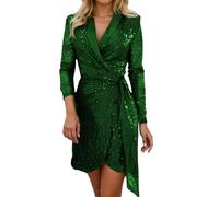 RöCke Karneval Funkelndes,Elegantes,lässiges Bodycon-Minikleid mit ärmellosem Design Taillenbetonung für Die Party am Abend(Green,3XL)