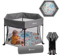 Roel, Parc Bebe, Pliant, De Grandes 135x118x83 Cm, Protection Anti-Pliage Lockguard, Lit Bébé, Mobiles, Parcs, Tapis De Jeu, Grand Et Stable, Fond Renforcé (Gris)