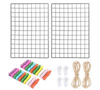 Roellgs 65 cm x 45 cm - 2 murs photo en fer noir - Décoration murale multifonctionnelle - Support d'affichage - Décoration de bureau - Tableau mémo 1