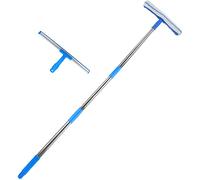 Roellgs Ensemble professionnel de nettoyage de fenêtre - Grattoir en caoutchouc et nettoyeur de vitres en microfibre avec longue poignée, lot de 2 de 35,6 cm multifonction pour fenêtre, voiture,