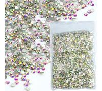 Roellgs Hotfix Lot de 1 440 strass en verre à dos plat pour décoration de vêtements (côté AB blanc, SS16)