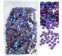 Roellgs Hotfix Lot de 1 440 strass en verre à dos plat pour décoration de vêtements (violet SS16)