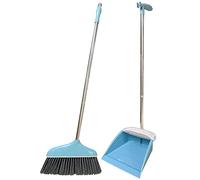 Roellgs Kit de Nettoyage de la Maison et de Balayage - Balai et Pelle avec Un Long Manche (Bleu)