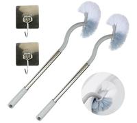 Roellgs Lot de 2 brosses de toilette à long manche avec crochets pour toilettes de salle de bain, design incurvé pour un nettoyage en profondeur