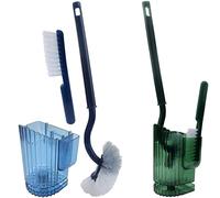 Roellgs Lot de 2 brosses WC améliorées - Long manche, mince et compact, nettoyage en profondeur, avec brosse à suceur plat