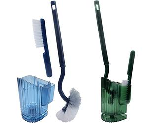 Roellgs Lot de 2 brosses WC améliorées - Long manche, mince et compact, nettoyage en profondeur, avec brosse à suceur plat