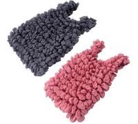 Roellgs Lot de 2 sacs à provisions réutilisables extensibles pliables respectueux de l'environnement Sacs fourre-tout d'épicerie Sacs fourre-tout multifonctions en coton plissé, rose/gris, Enlarged