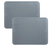 Roellgs Lot de 2 tapis de séchage à vaisselle, tapis d'égouttement en silicone résistant à la chaleur pour couverts et assiettes, comptoir de cuisine, plateau d'égouttement