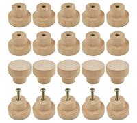 Roellgs Lot de 20 boutons de tiroir ronds en bois vintage de 28 mm, poignées en bois, poignées de porte d'armoire de cuisine, poignées de porte à vis