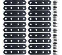 Roellgs Lot de 20 équerres plates droites en acier inoxydable de 76 mm pour réparation de plaques de jonction, fixation meuble et 80 vis autotaraudeuses