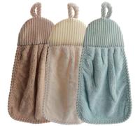 Roellgs Lot de 3 serviettes de cuisine et de salle de bain, serviette décorative, serviette en microfibre velours corail, serviette douce, épaisse, peut sécher les mains immédiatement