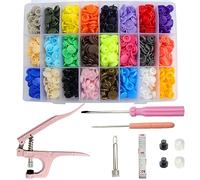 Roellgs Lot de 360 boutons pression T5 en plastique avec pince pour couture de vêtements, bavoirs, imperméables, outils de bricolage (pince rose)