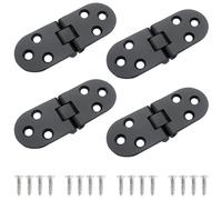 Roellgs Lot de 4 charnières à rabat pliables en acier inoxydable avec vis pour meubles d'armoire (noir)