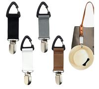Roellgs Lot de 4 pinces de voyage pour écharpe et chapeau - Multifonctions - Organisateur de chapeau - Accessoires de voyage portables - Pour sac à dos, sac à main, chapeau