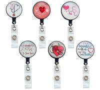 Roellgs Lot de 6 porte-badges d'infirmière rétractables avec clip pour infirmières, médecins, enseignants, infirmiers, thérapeutes, hommes, femmes, employés de bureau