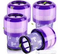 ROELLY 4 Filtres+1 Brosse pour Dyson V11 V15 SV14 SV17 SV22 Detect Animal Absolute Extra Pro,Torque Drive Motorhead Aspirateur,Capture 99,97% Particules,Rechange Lavable,Réutilisables