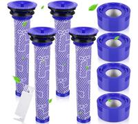 ROELLY Kit de filtres pour Dyson V8/V7, compatible avec les pré-filtres V7 V8 Animal Absolute Motorhead-4, 4 filtres post-filtres, 1 brosse, filtration efficace, hypoallergénique, accessoires de