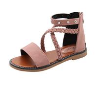 Römer Sandales pour fille - Sandales romaines pour enfant - Chaussures d'été - Princesse - Sandales plates tendance avec lacets - Sandales pour enfants - Semelle en caoutchouc - Chaussures simples