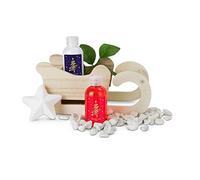 Römer Welllness Coffret cadeau Grand traîneau d'hiver, 4 pièces : gel douche, lotion corporelle + étoile savon sur un traîneau en bois (adapté pour la peinture) ; vanille ; environ 21 x 10,5 x 14 cm