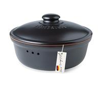 Römertopf - Boîte à pain ronde - Diamètre : 30 cm - Noire - En céramique - Pot en argile respirant pour une fraîcheur durable du pain et des petits pains