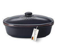 Römertopf MEDI Boîte à pain ovale en céramique Noir 2,3 l Pot en argile respirant pour une fraîcheur durable du pain et des petits pains