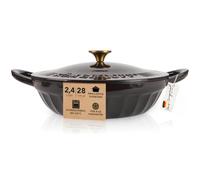 Römertopf Poêle à sauter en fonte avec couvercle 28 cm - Poêle à sauter émail, tous feux dont induction, passe au four 250 °C, rôtir et braiser, sans PFAS, anthracite
