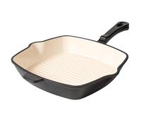Römertopf Poêle carrée en fonte 24 cm - Poêle à steak émail, tous les types de feux, y compris l'induction, passe au four 250 °C, rôtir sans graisse, sans PFAS, anthracite