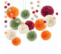 ROEOWENE 15PCS Pompons Papier de Soie Lanterne en Papier à Suspendre Boule Fleur Pompon Papier Guirlande de Pompons Anniversaire Décorations pour Décoration Suspendre de Plafond de Fête,Mariage-Orange