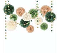 ROEOWENE 15PCS Pompons Papier de Soie Lanterne en Papier à Suspendre Boule Fleur Pompon Papier Guirlande de Pompons Anniversaire Décorations pour Décoration Suspendre de Plafond de Fête,Mariage-Vert