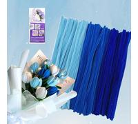 ROEOWENE 300pcs Fil Chenille Loisir Creatif Fleurs 30cm Tige de Fil Chenille Colorés Cure Pipe Chenille Bricolage Pipe Cleaners Flower Cure-pipes en Chenille pour DIY Artisanat Enfant-Bleu dégradé