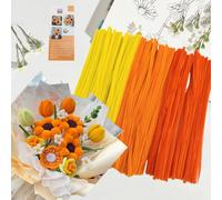 ROEOWENE 300pcs Fil Chenille Loisir Creatif Fleurs 30cm Tige de Fil Chenille Colorés Cure Pipe Chenille Bricolage Pipe Cleaners Flower Cure-pipes en Chenille pour DIY Artisanat Enfant-Jaune dégradé