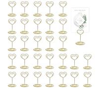 ROEOWENE 30pcs Porte Nom Table Porte Photo Pince Métal Porte Menu Mariage Doré Porte Carte de Table Number Holders Supports de Cartes Support Photo Table pour Menu Mémo Nom,Noël,Wedding,Restaurant