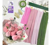 ROEOWENE 400pcs Fil Chenille Loisir Creatif 30cm Tige de Fil Chenille avec Fils de Fleurs Cure Pipe Chenilles Bricolage Pipe Cleaners Flower Cure-pipes pour DIY Artisanat-Rose