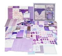 ROEOWENE 410PCS Kit Scrapbooking DIY Journal Accessoire Vintage Stickers Esthétique Scrapbooking Materiel Kit Complet Autocollant Scrapbooking Accessoires Set DIY Cadeau Ado,Adolescente-Pourpre