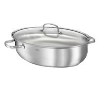 Rösle 13150 Sauteuse, Acier inoxydable, 38 cm | Cocotte ovale en acier inoxydable avec couvercle en verre, convient au four et à induction pour rôtis, ragoûts et volailles