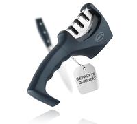 RÖSLE Aiguiseur à Couteaux, Affûteur à Couteaux Haut de Gamme avec 3 Paliers pour Couteaux de Cuisine, en Carbure de Tungstène, Diamant et Céramique, Tête d’Affûtage Amovible, Maintien Solide