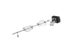 RÖSLE ALLFLAME Broche à rôtir pour barbecue en acier inoxydable, brochette 6 pans, jusqu'à 10 kg, moteur électrique avec bloc d'alimentation, 3 tr/min, argenté/noir