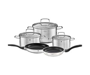 RÖSLE Basic Line Kit de démarrage 5-TLG 3 casseroles universelles 2 poêles à frire en acier inoxydable 18/10 avec couvercle en verre et bord verseur Compatible induction Passe au lave-vaisselle