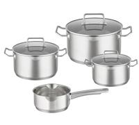 RÖSLE Batterie de cuisine 4 pièces EXPERTISO - Lot de 3 Faitouts et 1 Casserole en Acier Inoxydable 18/10 - Graduation Intérieure - Convient pour l'Induction, Passent au Lave-Vaisselle