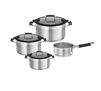 RÖSLE Batterie de cuisine 4 pièces SILENCE PRO - Lot 3 faitouts et 1 Casserole Acier Inoxydable 18/10 - Graduation Intérieure, Conviennent pour l'Induction, Passe au Lave-Vaisselle