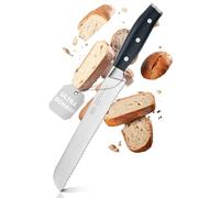 RÖSLE Couteau à pain Tradition, couteau de cuisine de haute qualité pour couper le pain, les petits pains et la baguette, lame dentelée, acier spécial, POM noir, protège-doigts
